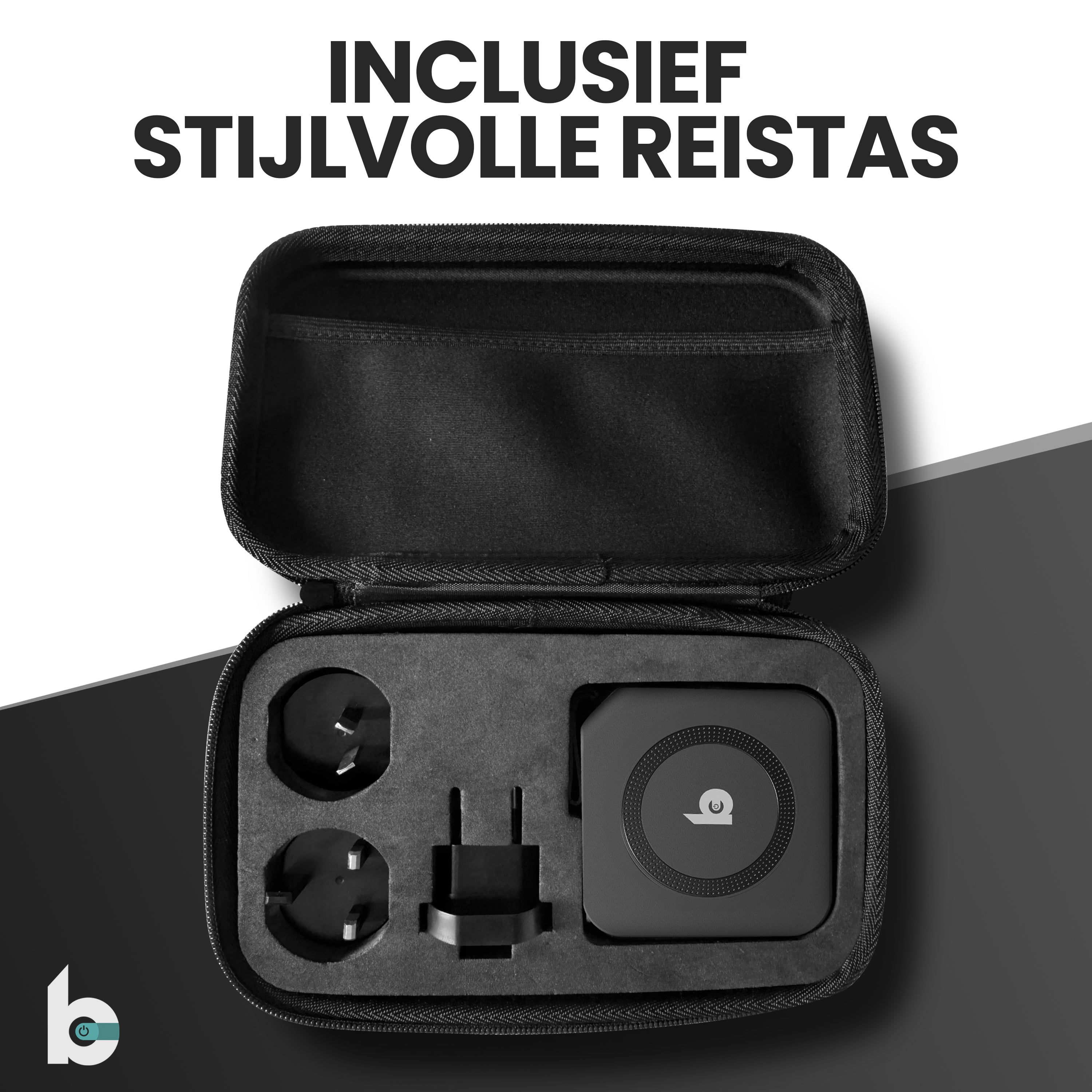 powerbank met wereldstekker in 1 inclusief reistas - geschikt voor reizen