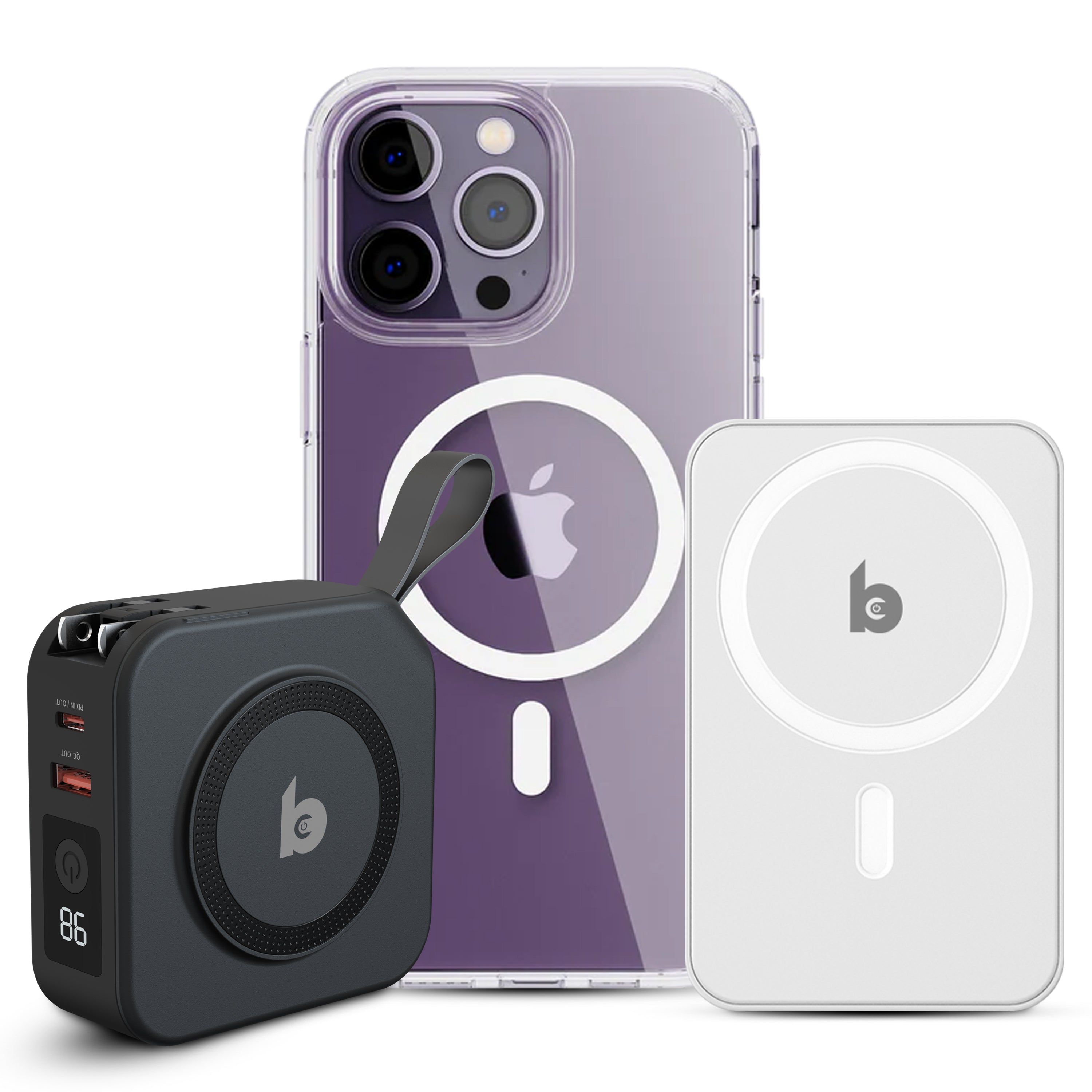 MagSafe bundel met hoesje draadloze oplader en powerbank - geschikt voor stroom onderweg en op reis