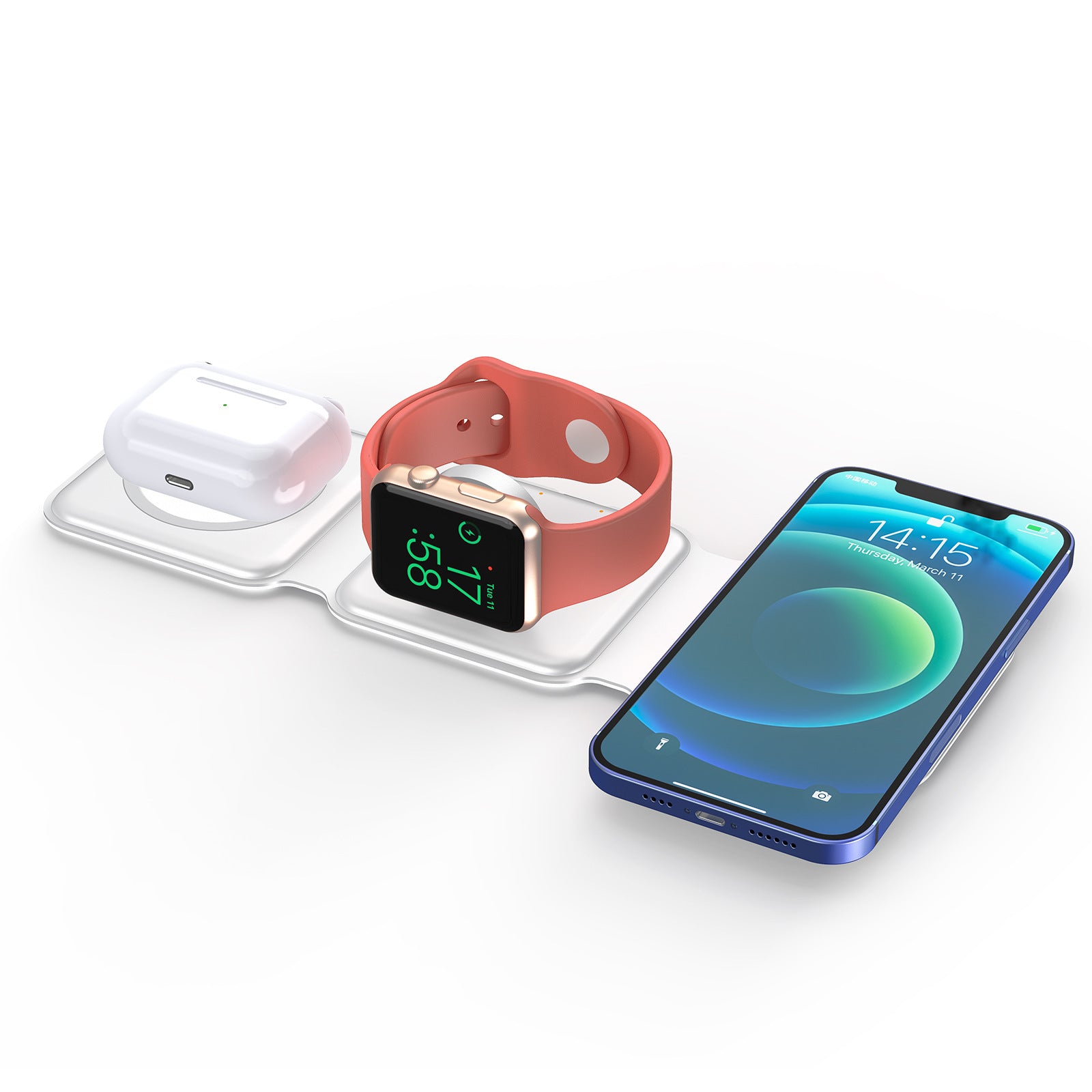 Draadloze oplader voor Apple Airpods, Apple Watch & iPhone
