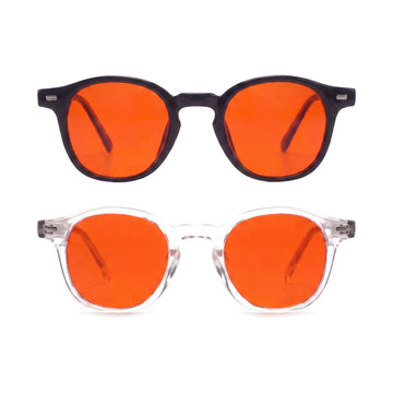Duo Bundel met twee anti blauw licht brillen met oranje glazen, zwart en transparant