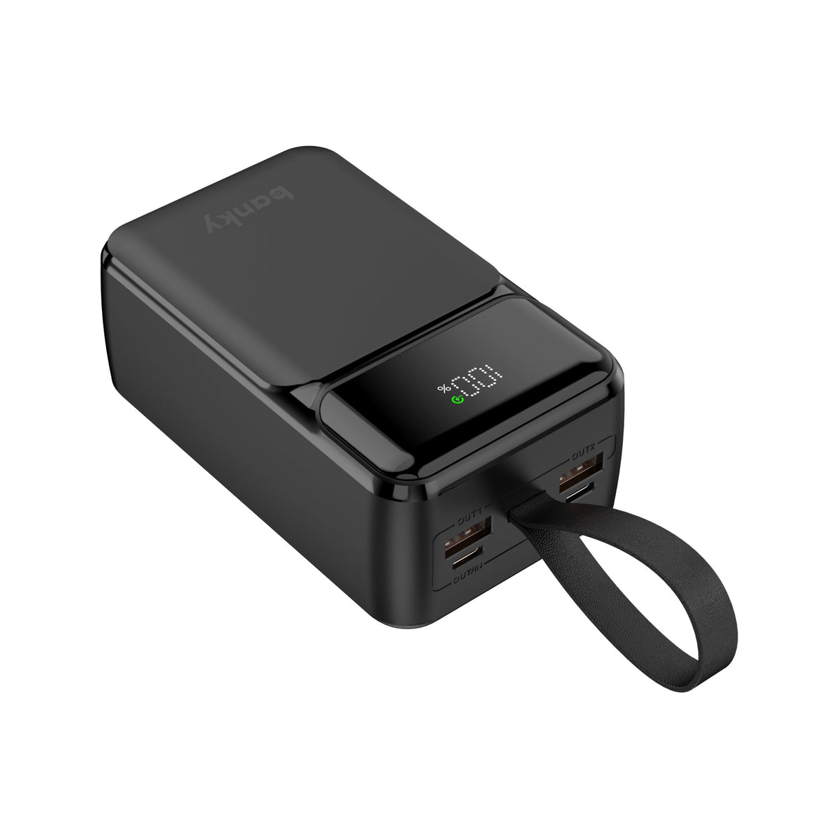 Banky laptop powerbank 27.000 mAh 65W USB-C zwart met display en draaglus