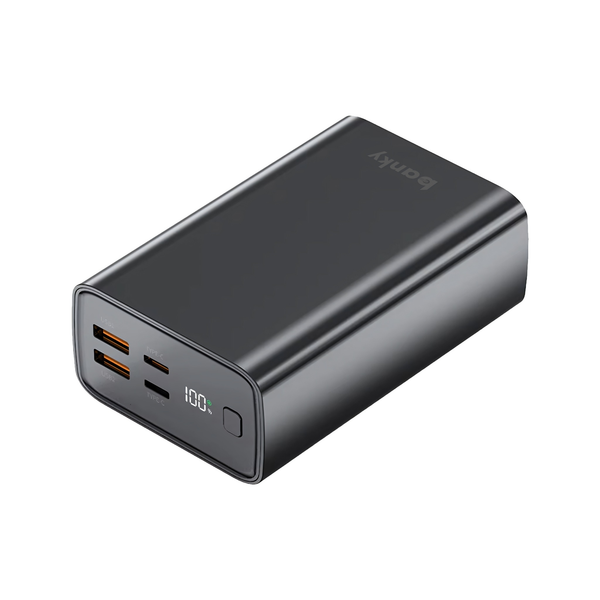 Banky laptop powerbank 30.000 mAh 45W USB-C zwart met percentagedisplay en 4 poorten