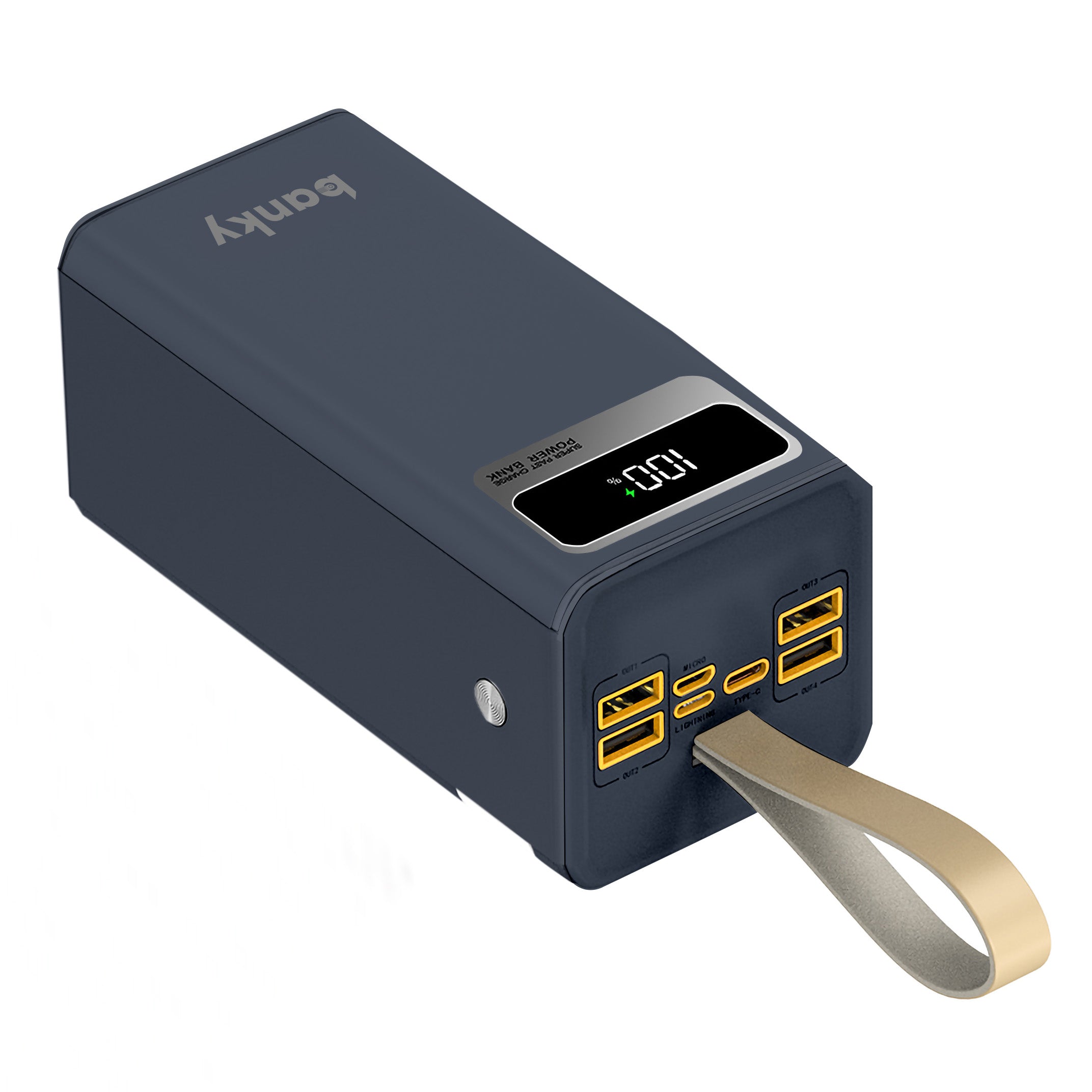 Banky powerbank 50.000mAh met zaklamp en digitaal display, 22,5W snellader voor onderweg en noodpakket