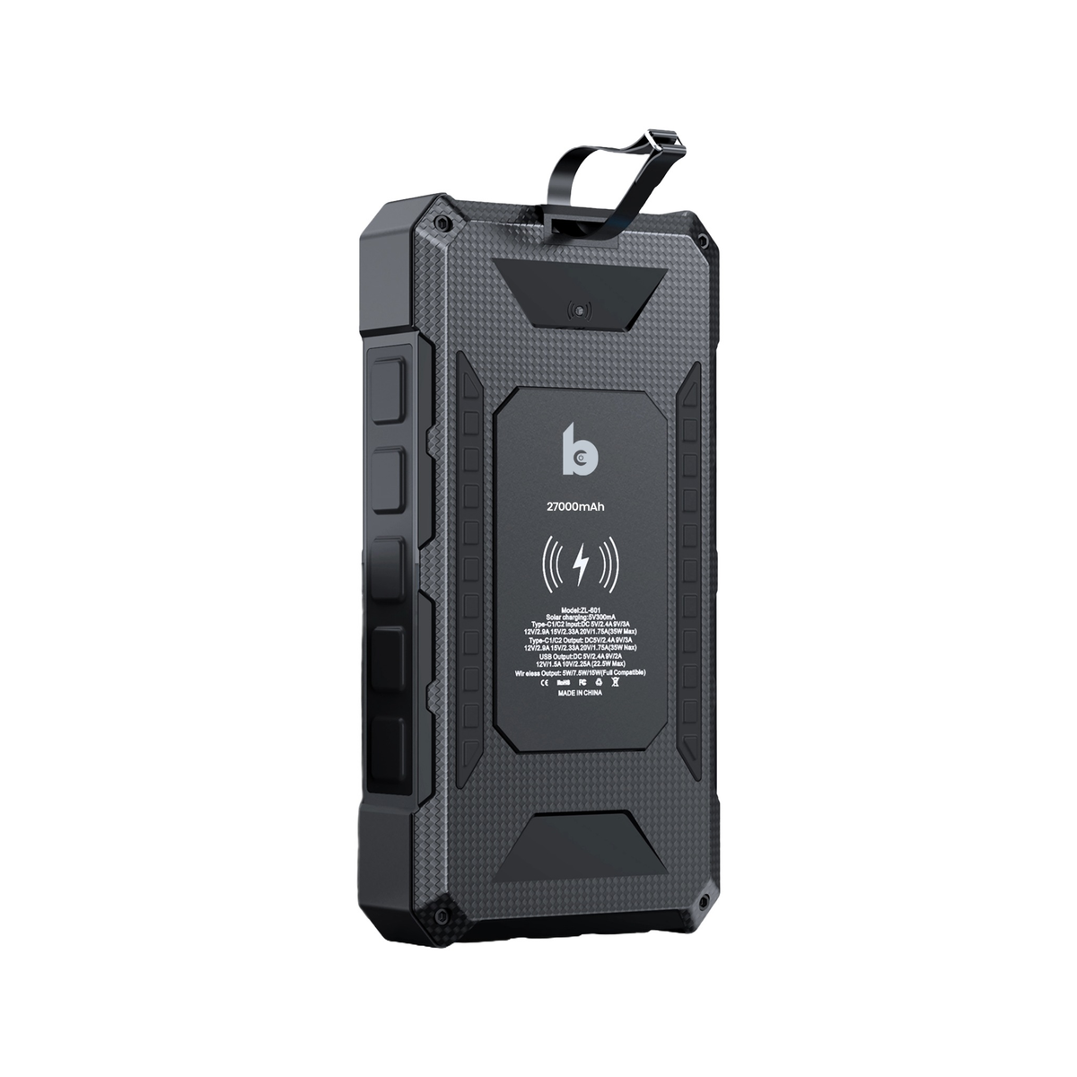 Banky solar powerbank 27.000 mAh 35W met zonnepaneel, draadloos laadvlak en zaklamp