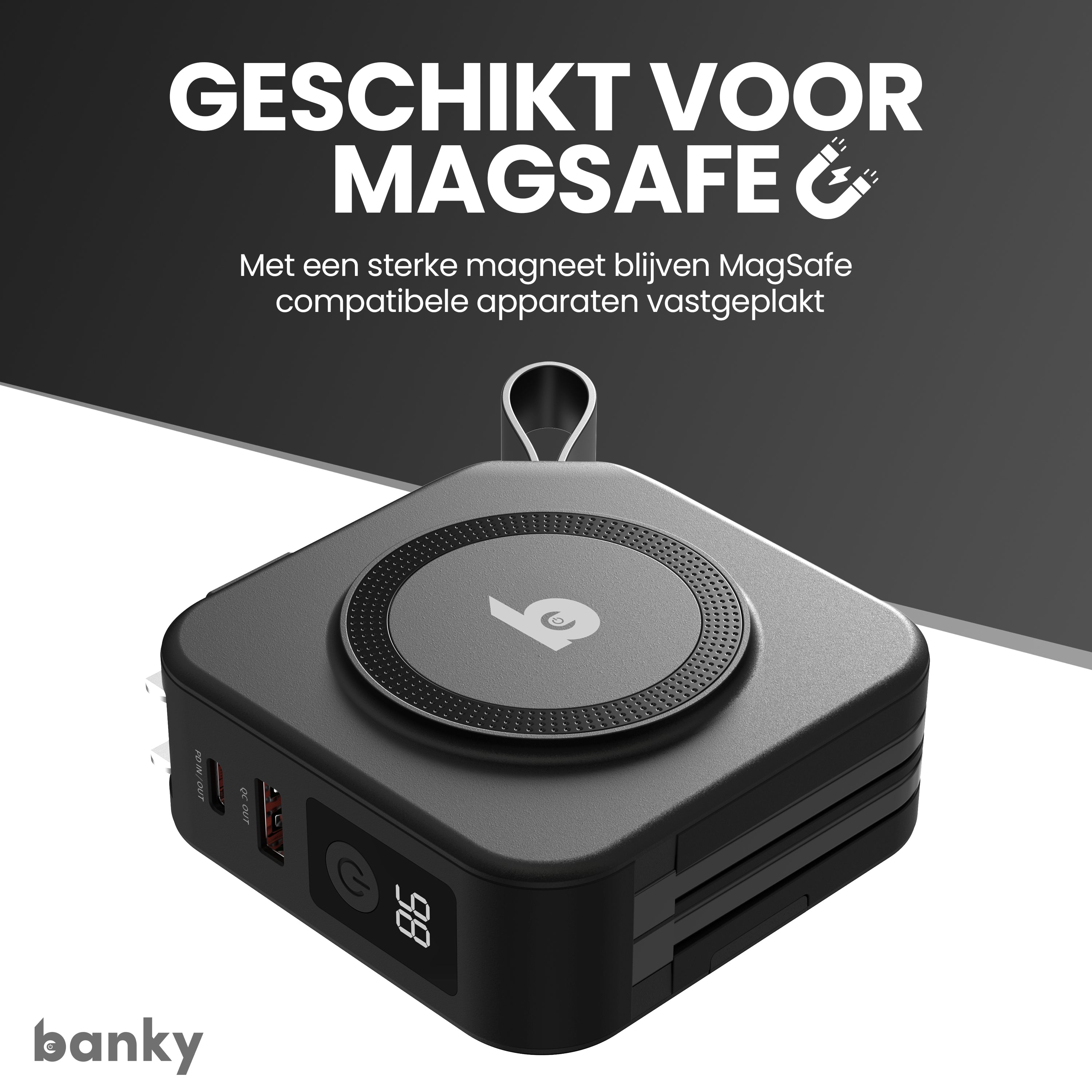 Banky 5-in-1 MagSafe Travel Powerbank 10.000mAh met sterke magneet