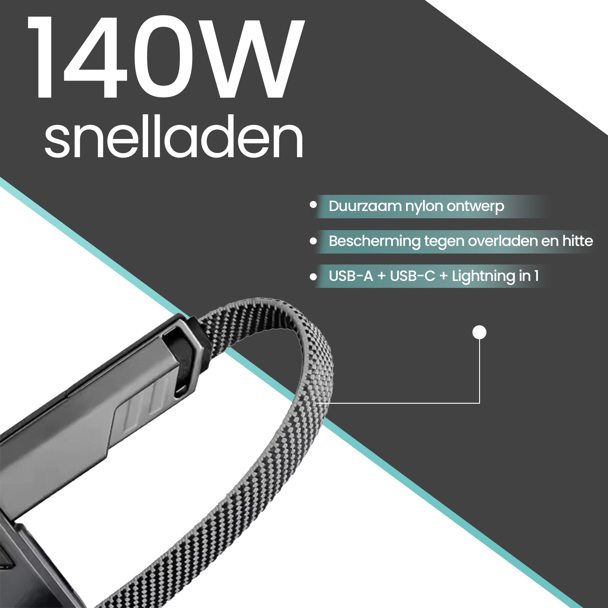 Multifunctionele 140W USB laadkabel - 4 in 1