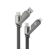 Banky 4 in 1 kabel met USB-C, USB-A en Lightning-aansluitingen