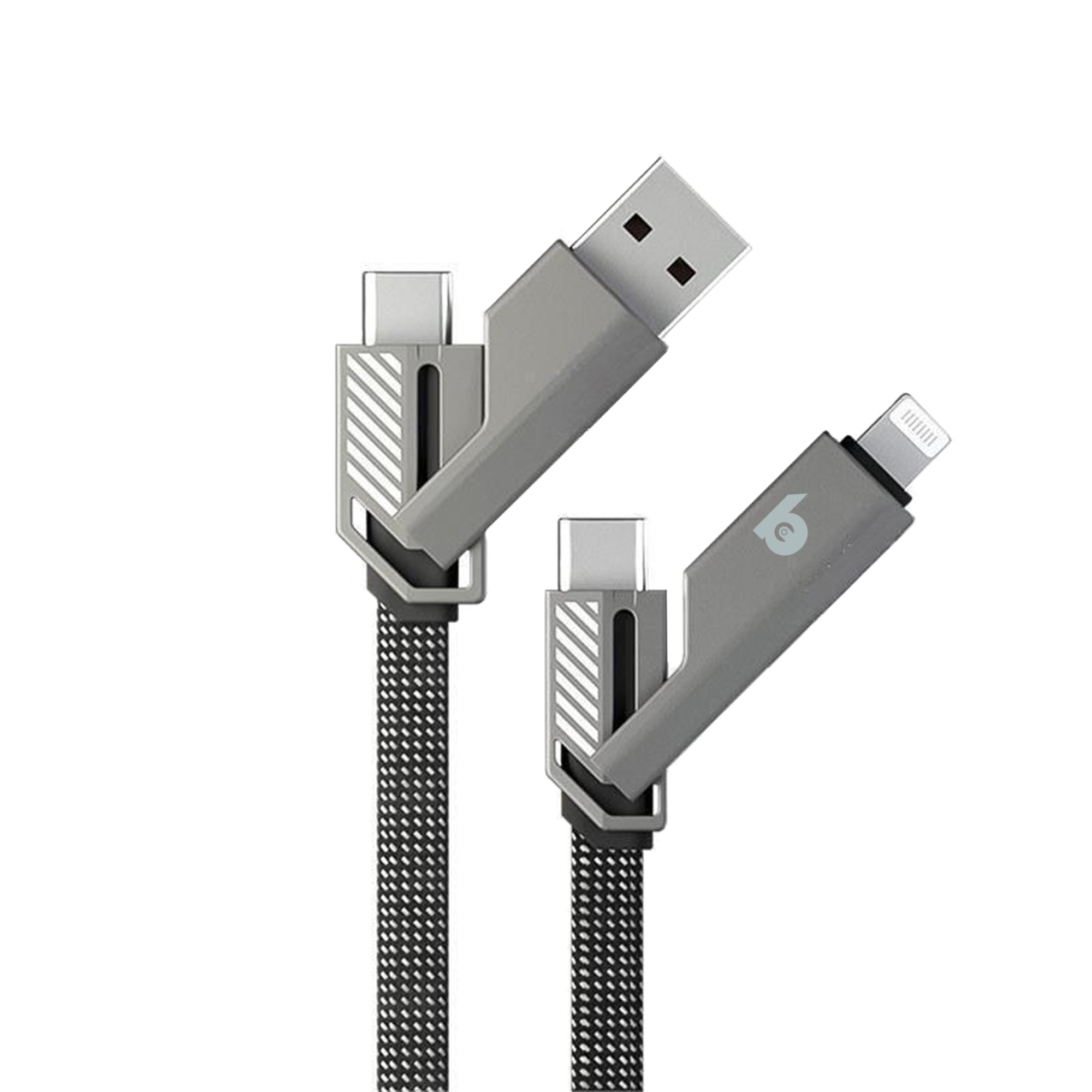 140W 4 in 1 oplaadkabel USB C + USB A + Lightning - multifunctionele laadkabel