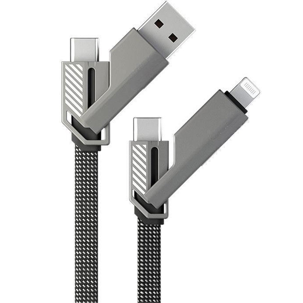 140W 4 in 1 oplaadkabel USB C + USB A + Lightning