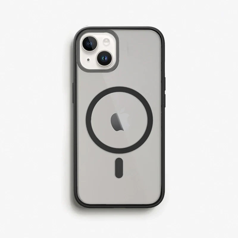 Banky doorzichtig MagSafe iPhone-hoesje voor iPhone 13 t/m 17, aan een draadloze oplader