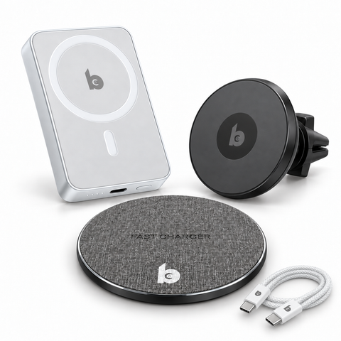 Banky MagSafe Overal Bundel: Powerbank, Bureaulader, Autohouder en USB-C Kabel