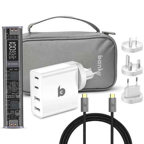 Banky Power Bundel: 100W Powerbank, 100W Reisadapter en 240W Laadkabel