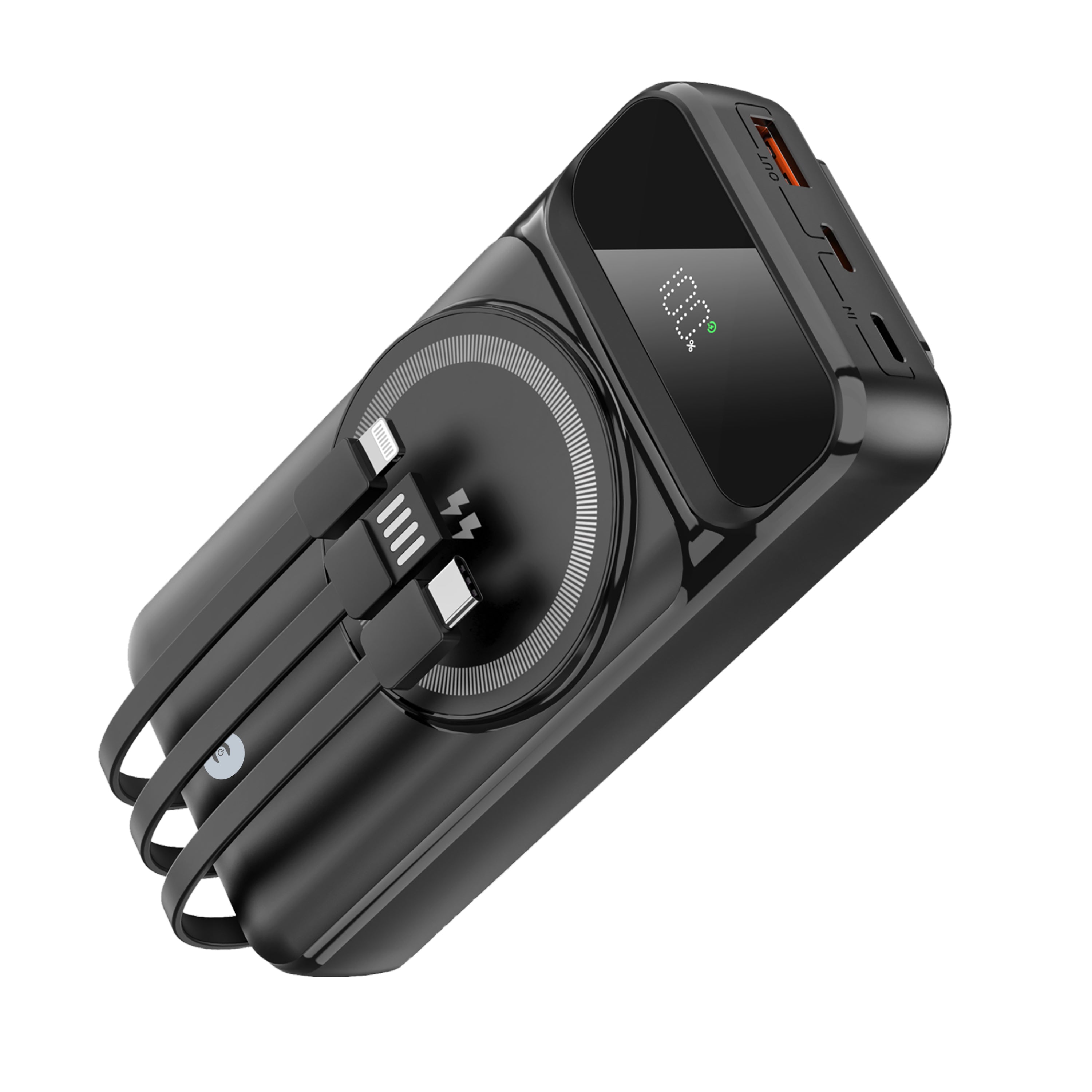 Banky powerbank 20.000mAh met MagSafe en ingebouwde kabels, 15W draadloos en 22,5W bedraad snelladen