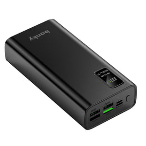 Banky powerbank 30.000mAh 22,5W in het zwart, snellader voor onderweg en noodpakket