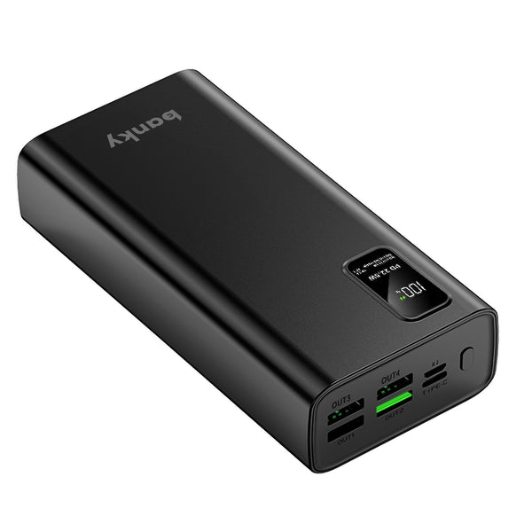 Banky powerbank 30.000mAh 22,5W in het zwart, snellader voor onderweg en noodpakket